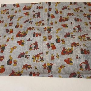 Vintage fabric grey bunny rabbit children pattern